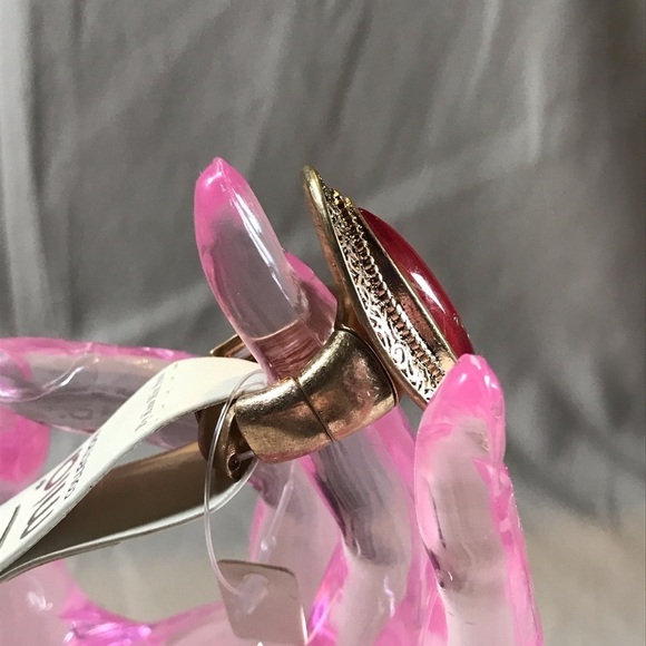 Red Oval Statement Accent Adjustable Ring - Picture 4 of 4